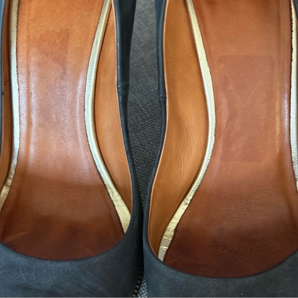 Givenchy Women Blue Black Suede Leather Bronze Zipper Pointed Pump‎ Heel 37 / 7 - Picture 5 of 16